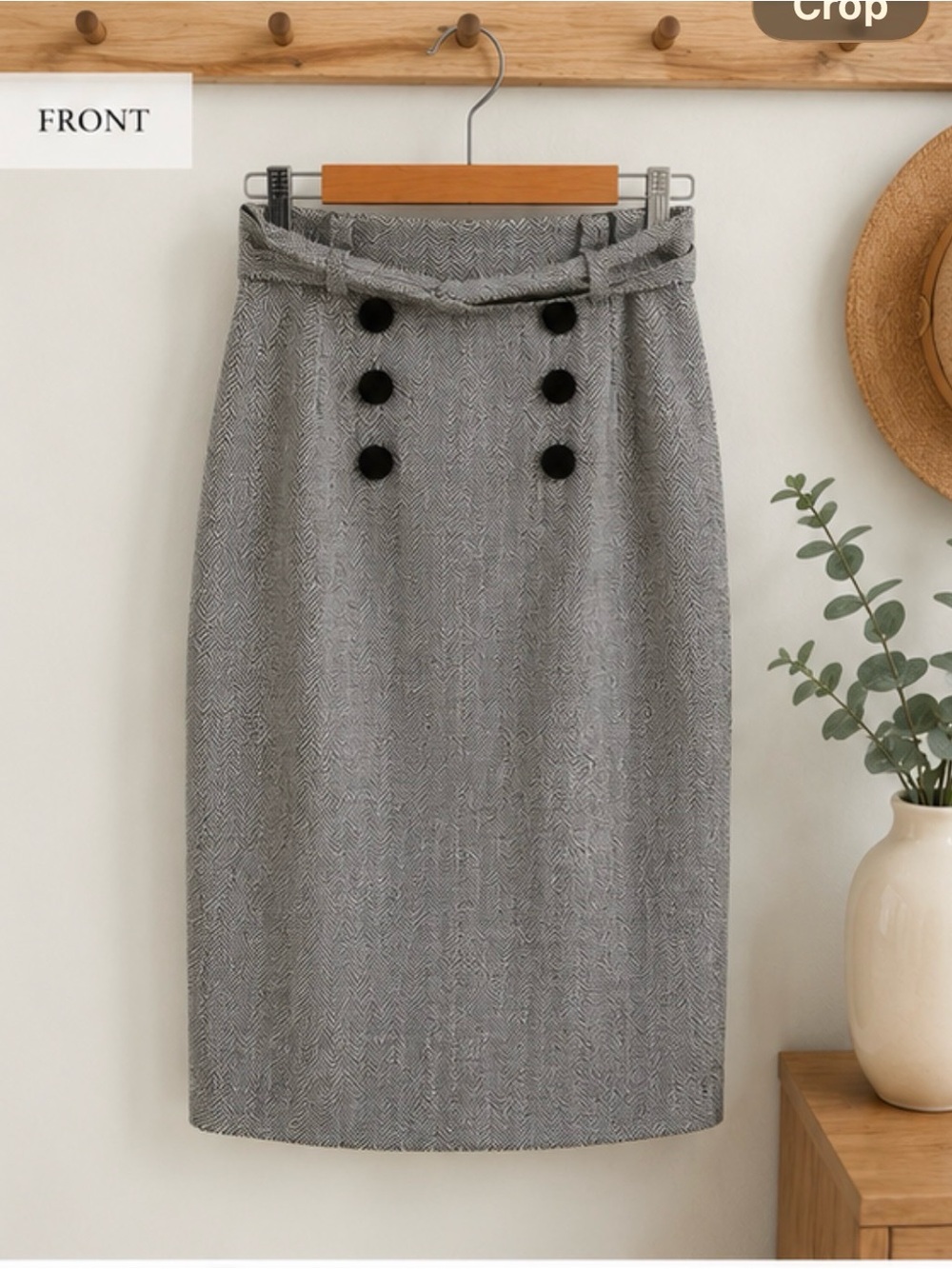 Collectif AGHATA Vintage HERRINGBONE High Waist PENCIL SKIRT Skirt Rockabilly